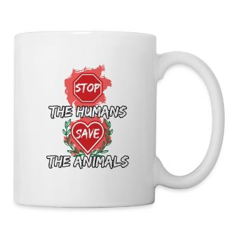 Arrêtez les humains sauvez les animaux - Mug blanc - blanc - Droite