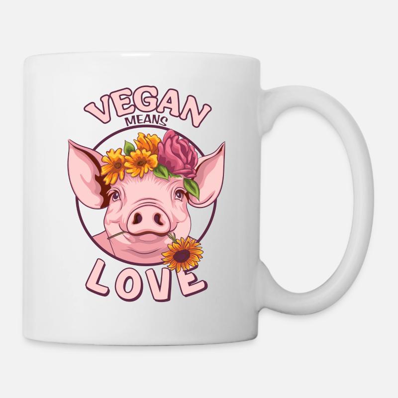 Végétalien signifie amour cochon mignon - Mug blanc - blanc