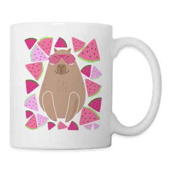 CAPYBARA- PASTÈQUE - ÉTÉ- LUNETTES - Mug blanc - blanc - Droite