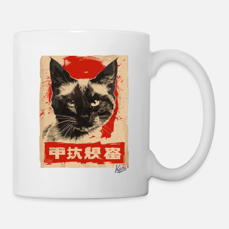 Propaganda-Stil: Siamesische Katze - Tasse - Weiß