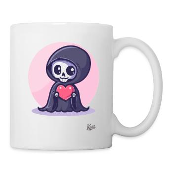 Kawaii cute happy Grim Reaper with heart and love - Mug - white - Right