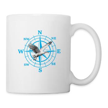 Himmelsrichtung Kompas Windrose Möwe maritim - Tasse - Weiß - Rechts