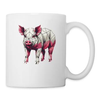 Geometrische Kunst Schweine Bauer Schweine Bauernhof - Tasse - Weiß - Rechts
