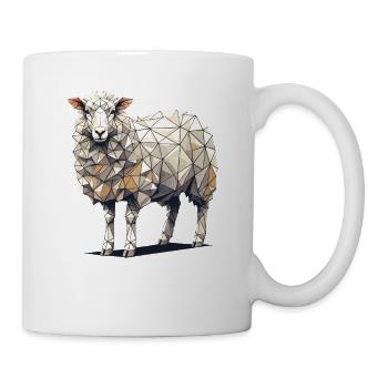 Geometrische Kunst: Lämmer, Bauernhoftier, Lamm, Schaf - Tasse - Weiß - Rechts