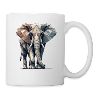 Geometrische Kunst Elefant Elefanten Tiersafari - Tasse - Weiß - Rechts