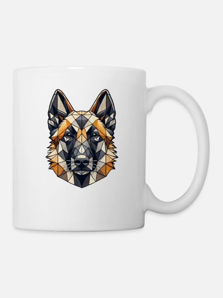 Geometric Art Belgian Malinois Belgian Shepherd - Mug - white