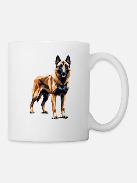 Art géométrique Berger belge malinois belge - Mug blanc - blanc