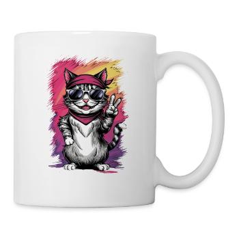 Streetstyle Katze Graffiti Kunst Streetart - Tasse - Weiß - Rechts
