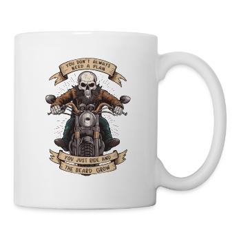 Motorrad Bart Biker Vollbart Bike Rocker - Tasse - Weiß - Rechts