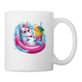 Niedliches Einhorn genießt Eiscreme-Spaß - Tasse - Weiß - Rechts