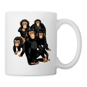 Five Cute Monkey's T-Shirt - Funny Little Ape Pun - Mug - white - Right