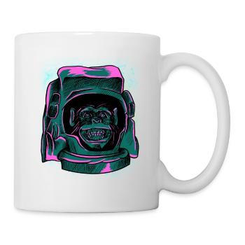 T-shirt rétro astronaute tête de singe - Funny Ape - Mug blanc - blanc - Droite
