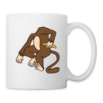 Monkey Body Holding A Banana Funny Ape Primate - Mug - white - Right