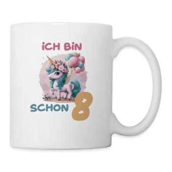 Magisches Einhorn Ballon 8 Geburtstag Vierter - Tasse - Weiß - Rechts