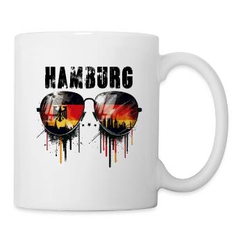 Hamburg Sonnenbrillen Design mit Deutscher Flagge - Tasse - Weiß - Rechts