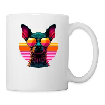 Retro Sonnenuntergang Sonnenbrille Peruanischer haarloser Hund - Tasse - Weiß - Rechts