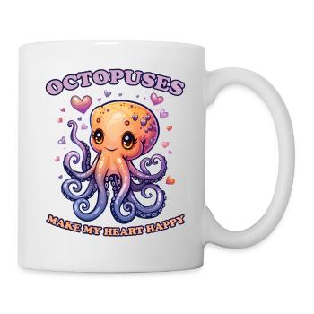 Lustiges Kraken Kopffüßer Tintenfisch Geschenk - Tasse - Weiß - Rechts