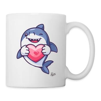 Mignon requin heureux avec un cœur pour l’amour - Mug blanc - blanc - Droite