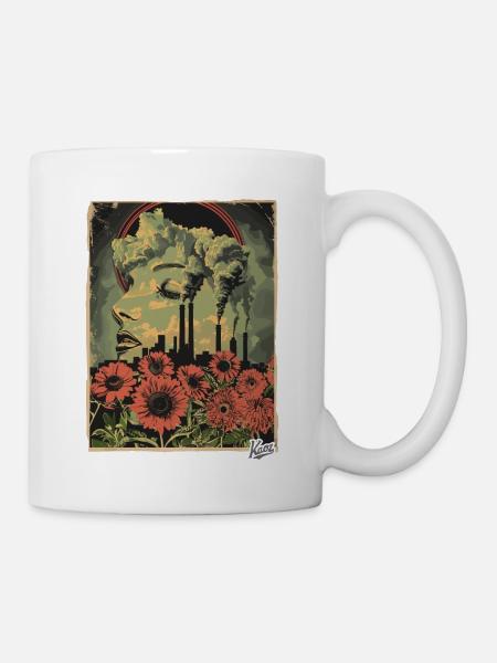 Propaganda Style industrielle Blumen - Tasse - Weiß
