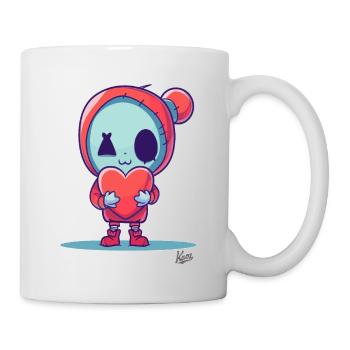 Poupée zombie heureuse avec coeur pour l’amour - Mug blanc - blanc - Droite