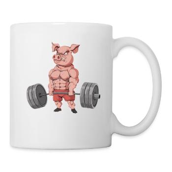 Schwein Gewichtheben Fitness-Studio - Tasse - Weiß - Rechts