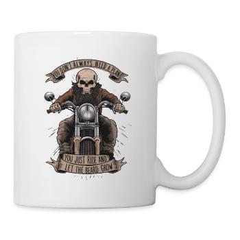 Motorrad Bart Biker Vollbart Bike Rocker - Tasse - Weiß - Rechts