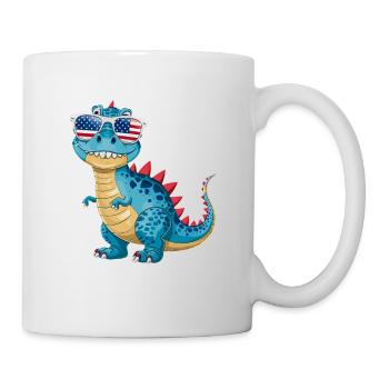 Dinosaurier-Sonnenbrille amerikanischer Flagge - Tasse - Weiß - Rechts