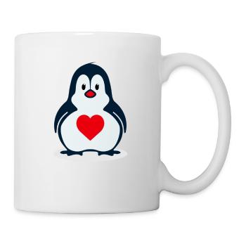 Chemise coeur pingouin - Drôle mignon oiseau amoureux des animaux - Mug blanc - blanc - Droite