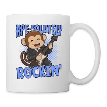 Ape-Solutely Rockin': Funny Monkey with Guitar - Mug - white - Right