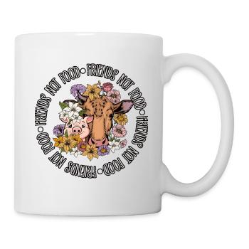 Friends not Food Kuh Schwein Vegan - Tasse - Weiß - Rechts