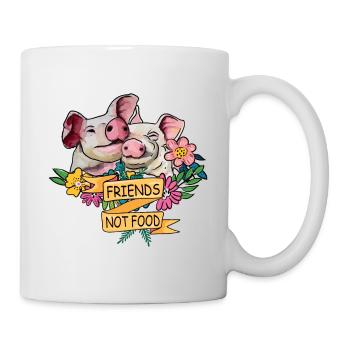 Amis pas Nourriture Cochons Fleurs - Mug blanc - blanc - Droite