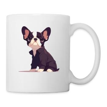 Niedliche Bulldogge Mops Hund - Tasse - Weiß - Rechts