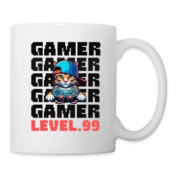 Chemise gamer avec cadeau chat - Mug blanc - blanc - Droite