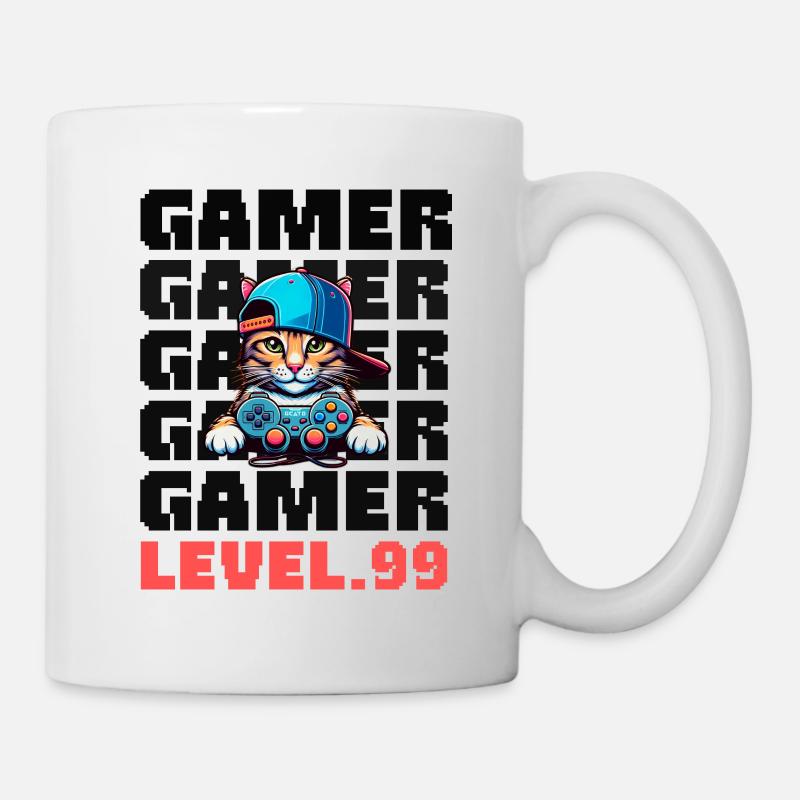 Gamer Shirt with Cat Gift - Mug - white