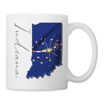 Indiana State Flag in Indiana State Map IN - Mug - white - Right