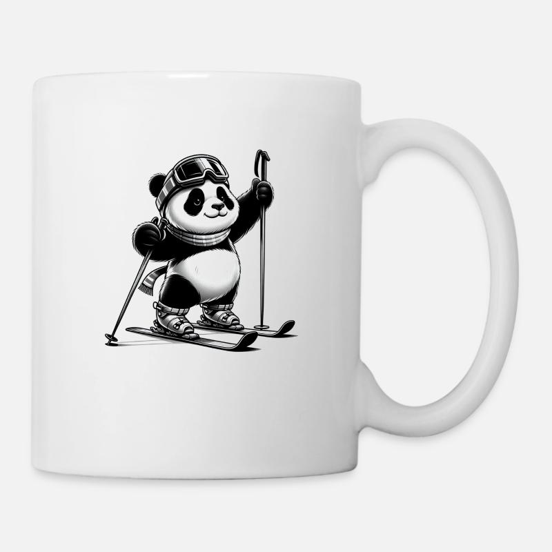 Mignon skieur panda - Mug blanc - blanc