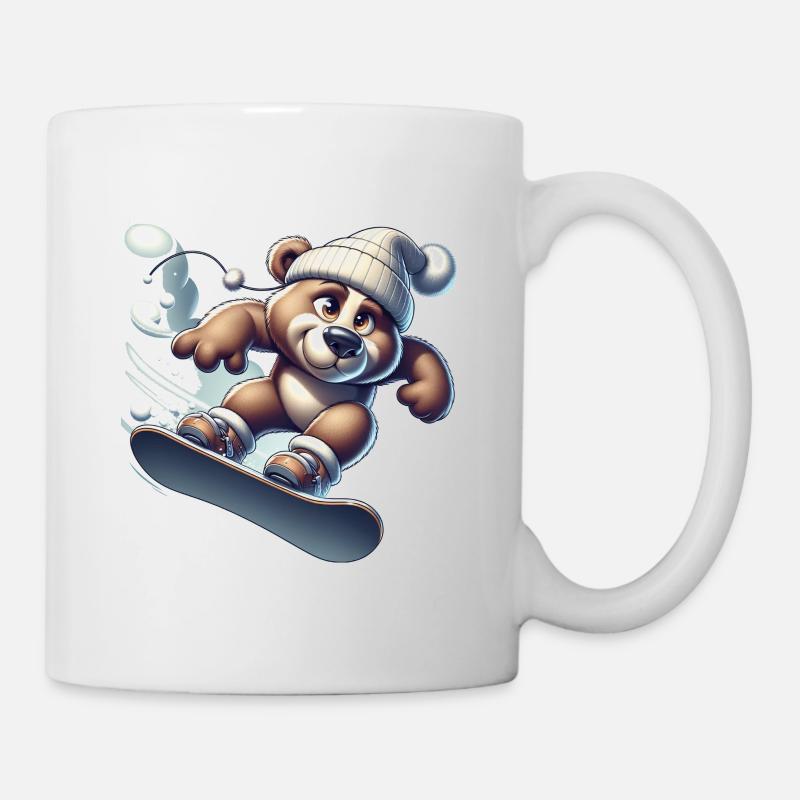 Ours snowboarder mignon - Mug blanc - blanc