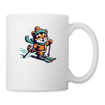 Tigre skieur mignon - Mug blanc - blanc - Droite