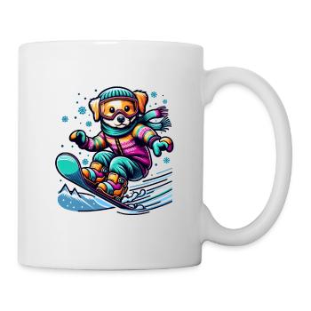 Cute Snowboarder Dog - Tasse - Weiß - Rechts