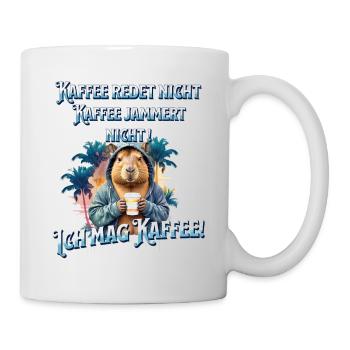 Kaffee redet nicht lustiger Kaffee Spruch - Tasse - Weiß - Rechts