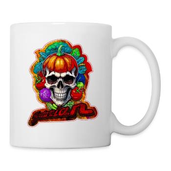 Veggie Vegan Totenkopf Vegetarier Nahrung Skull - Tasse - Weiß - Rechts