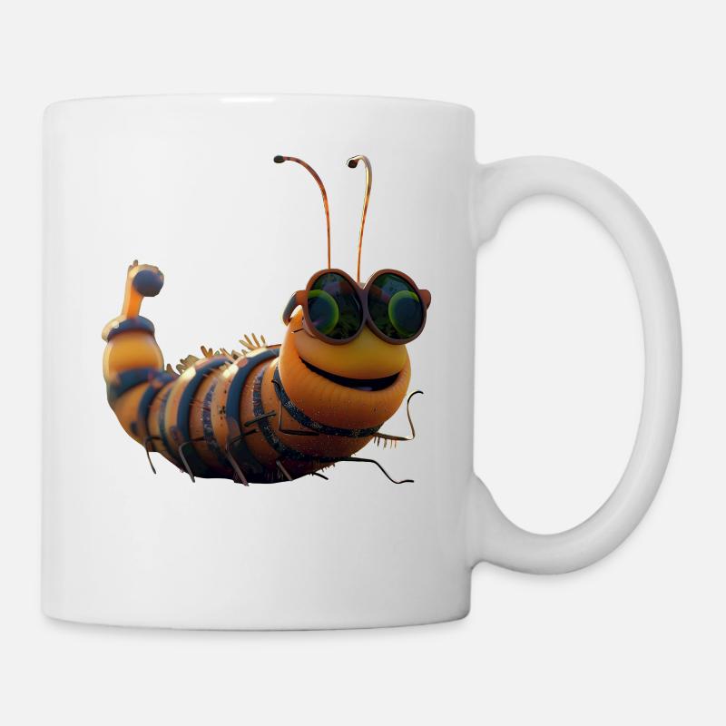 Chenille Drôle Larve Chenille Cadeau Chenille Mignonne - Mug blanc - blanc