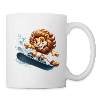 Cute Snowboarder Lion - Mug - white - Right