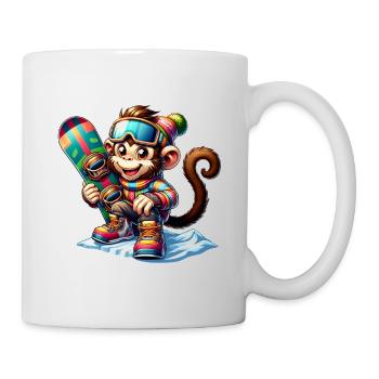 Singe snowboarder mignon - Mug blanc - blanc - Droite