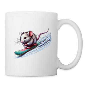 Souris snowboarder mignonne - Mug blanc - blanc - Droite
