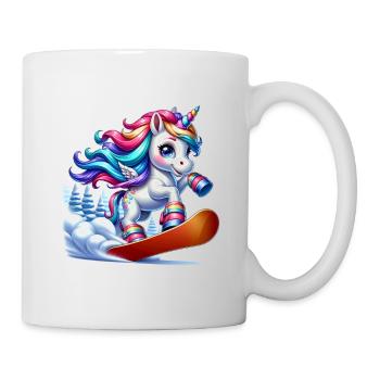 Cute Snowboarder Unicorn - Tasse - Weiß - Rechts