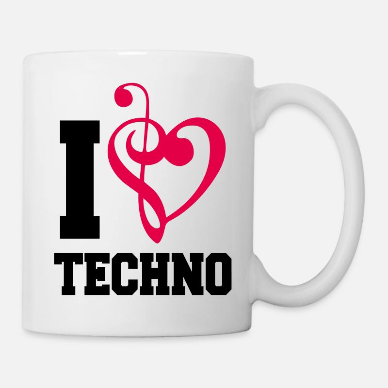 I Love Techno Musik Musiknote Liebe Herz Bass Note - Tasse - Weiß