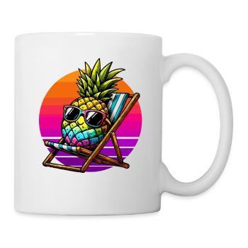 Holiday Pineapple Deck Chair Sunset Funny - Mug - white - Right
