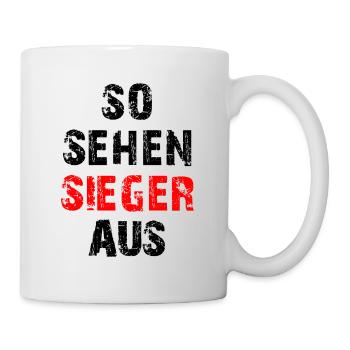 So sehen Sieger aus - Geschenkidee - Tasse - Weiß - Rechts