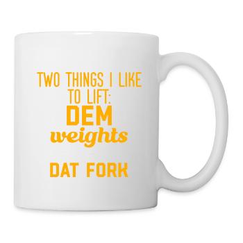 deux choses que j’aime soulever, les poids, la fourchette 2 - Mug blanc - blanc - Droite